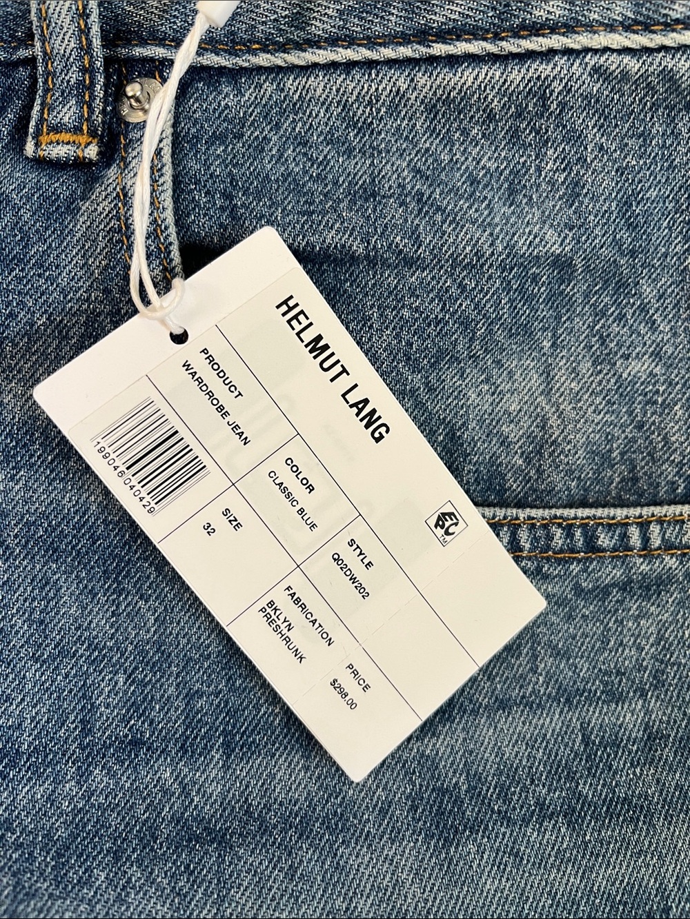 Helmut Lang Wardrobe Jeans High Rise Wide Leg Classic Blue Women’s 32 Ins 32 NWT - Picture 3 of 9